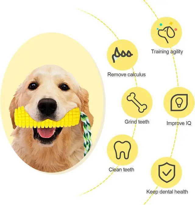 Alt view image 3 of 6 - Dog Chew Corn Toy,for Aggressive Chewers Small Medium Large Breed,Interactive Squeaky Dog Tooth Cleaning Tool Water Float Toy,Suitable for Small,Medium and Large Dogs
