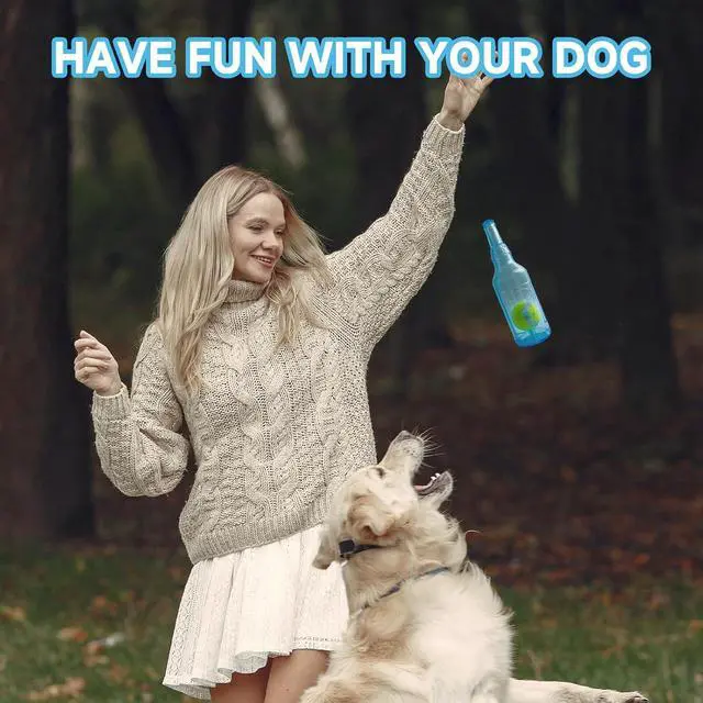 Alt view image 5 of 7 - Water Bottle Dog Toy,Dog Toys for Aggressive Chewers,Water Bottle with Tennis Ball,Suitable for Small and Medium Pets to Exercise Outdoors(Blue)