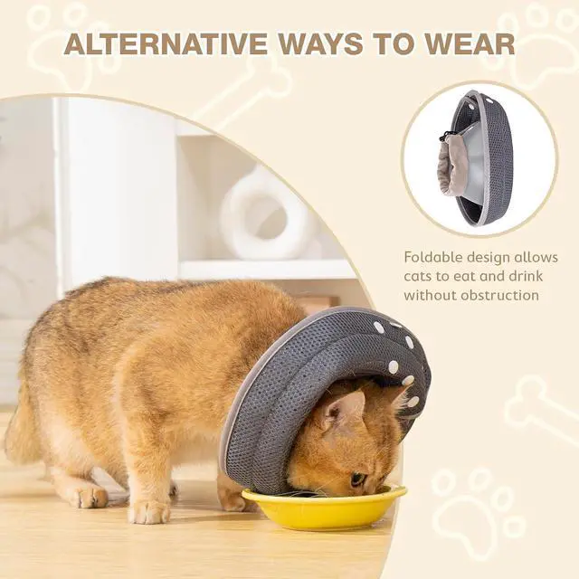 Alt view image 2 of 7 - Cat Cone Collar Soft Lightweight Recovery E-Collar for Cats - Darkgrey S
