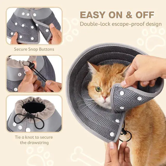Alt view image 3 of 7 - Cat Cone Collar Soft Lightweight Recovery E-Collar for Cats - Darkgrey S