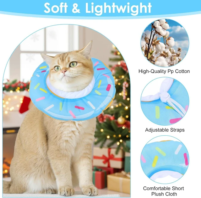 Alt view image 7 of 7 - Cat Cone Collar Adjustable Cat Recovery Collar Soft Cone Cute Cats Collars After Surgery Kitten Recovery Cones to Stop Licking Pet Elizabethan Collars for Cats Kittens and PuppiesBlue