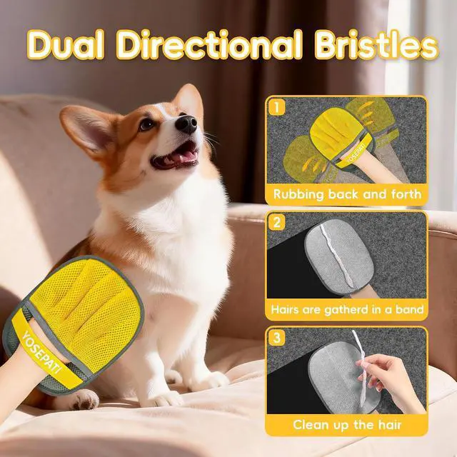 Alt view image 2 of 7 - Pet Hair Removal Glove,Five-Finger Magic Brush Electrostatic Mitt | Pet Hair Remover Tool for Dog & Cat, Reusable Pet Hair Gloves Pet Grooming Needs, Fur Remover for Couch & Clothing