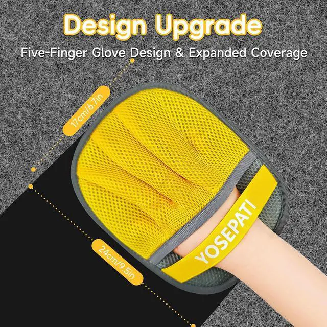 Alt view image 3 of 7 - Pet Hair Removal Glove,Five-Finger Magic Brush Electrostatic Mitt | Pet Hair Remover Tool for Dog & Cat, Reusable Pet Hair Gloves Pet Grooming Needs, Fur Remover for Couch & Clothing