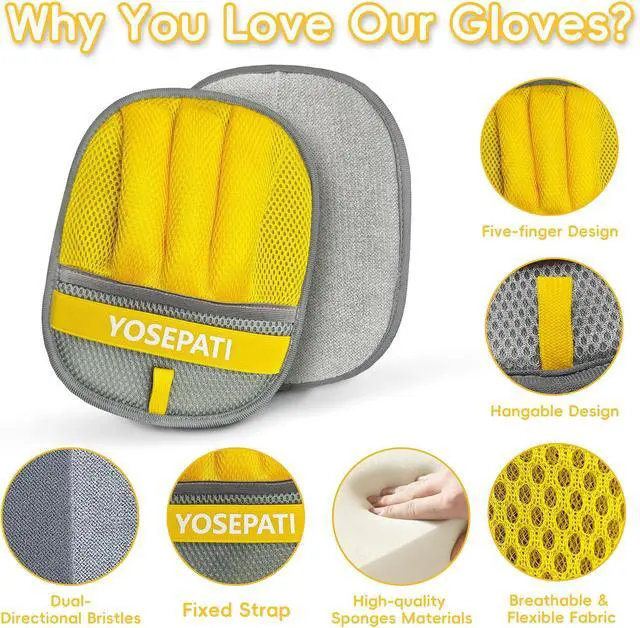 Alt view image 7 of 7 - Pet Hair Removal Glove,Five-Finger Magic Brush Electrostatic Mitt | Pet Hair Remover Tool for Dog & Cat, Reusable Pet Hair Gloves Pet Grooming Needs, Fur Remover for Couch & Clothing