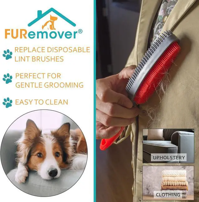 Alt view image 4 of 7 - Duo Pet Hair Rubber Brush, Dual Sided to Easily Remove Fur and Lint from Clothing and Upholstery, Thick Bristles Groom Dogs and Cats, Easy to Clean, Colors May Vary