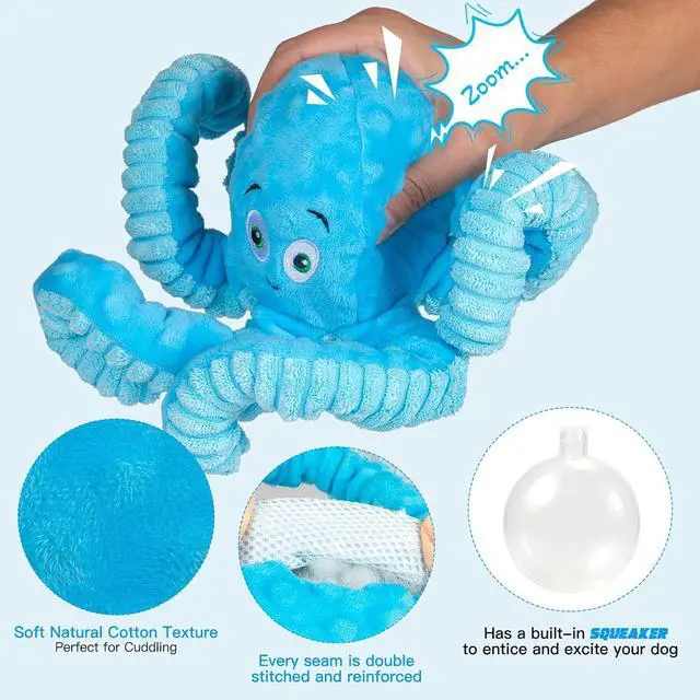 Alt view image 3 of 6 - Dog Toys for Aggressive Chewers Indestructible Squeaky Dog Toys Octopus-Tug of War Dog Toys for Large Breed Tough Interactive Stuffed Dog Chew Toys for Puppies Small & Large Dogs