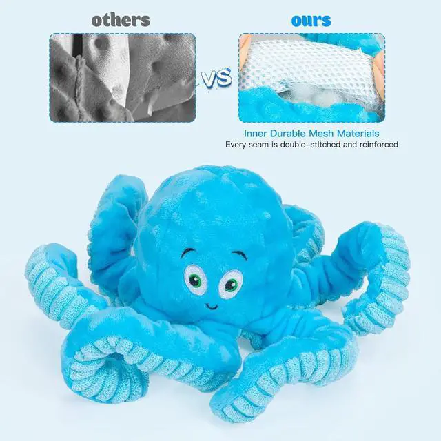 Alt view image 4 of 6 - Dog Toys for Aggressive Chewers Indestructible Squeaky Dog Toys Octopus-Tug of War Dog Toys for Large Breed Tough Interactive Stuffed Dog Chew Toys for Puppies Small & Large Dogs
