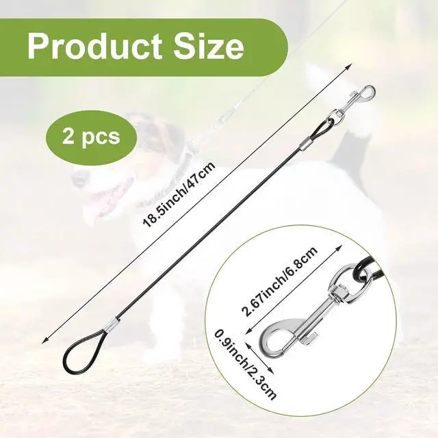 Alt view image 2 of 7 - Xindojuz 2 PCS Chew Proof Dog Leash Extender for Training, Retractable Dog Leashes Heavy Duty for Small Dogs, No Tangle Multiple Two Dogs Leashes for Collars & Harnesses (Black, 15.75 Inch/40 cm)