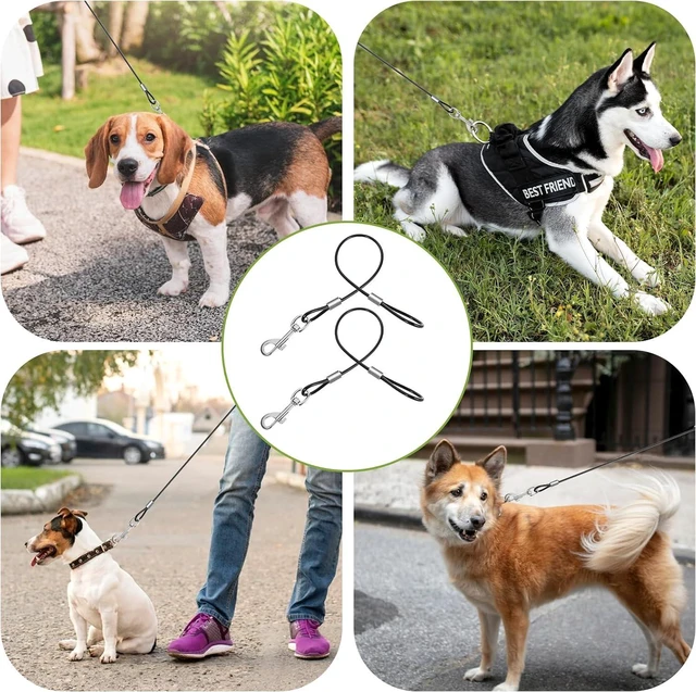 Alt view image 5 of 7 - Xindojuz 2 PCS Chew Proof Dog Leash Extender for Training, Retractable Dog Leashes Heavy Duty for Small Dogs, No Tangle Multiple Two Dogs Leashes for Collars & Harnesses (Black, 15.75 Inch/40 cm)