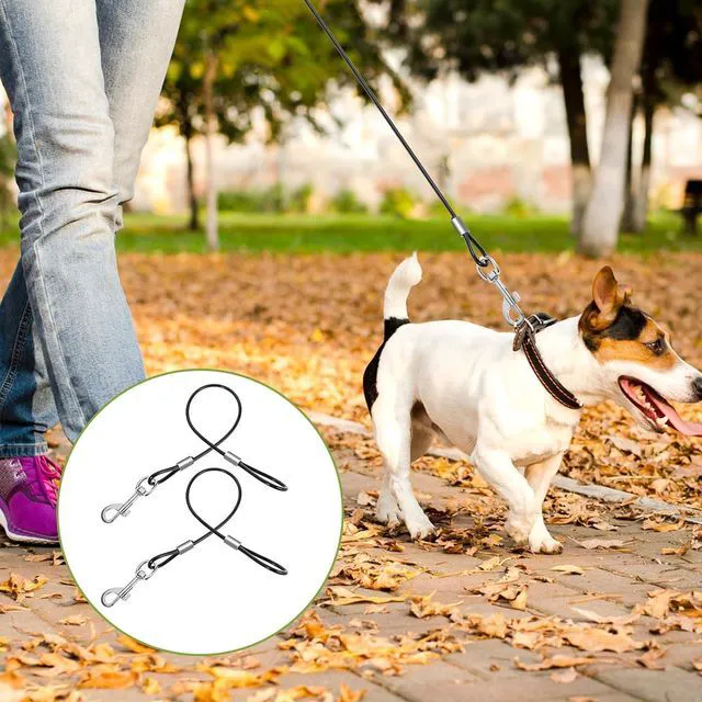 Alt view image 7 of 7 - Xindojuz 2 PCS Chew Proof Dog Leash Extender for Training, Retractable Dog Leashes Heavy Duty for Small Dogs, No Tangle Multiple Two Dogs Leashes for Collars & Harnesses (Black, 15.75 Inch/40 cm)