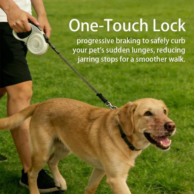 Alt view image 3 of 5 - Retractable Dog Leash for Medium & Large Dogs up to 80 lbs, One-Handed Brake, 180kg Strong Nylon Tape, Tangle Free, Anti-Slip Handle (M & L Size) (Grey, M-4M)