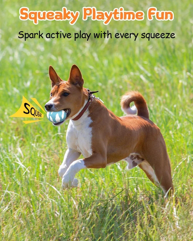 Alt view image 2 of 7 - Squeaky Dog Toys for Aggressive Chewers, Tough Rubber Bouncy Balls for Boredom, Durable Pet Chew Toy Ball for Large Medium Breed Dogs (2.8 * 3.7inch)