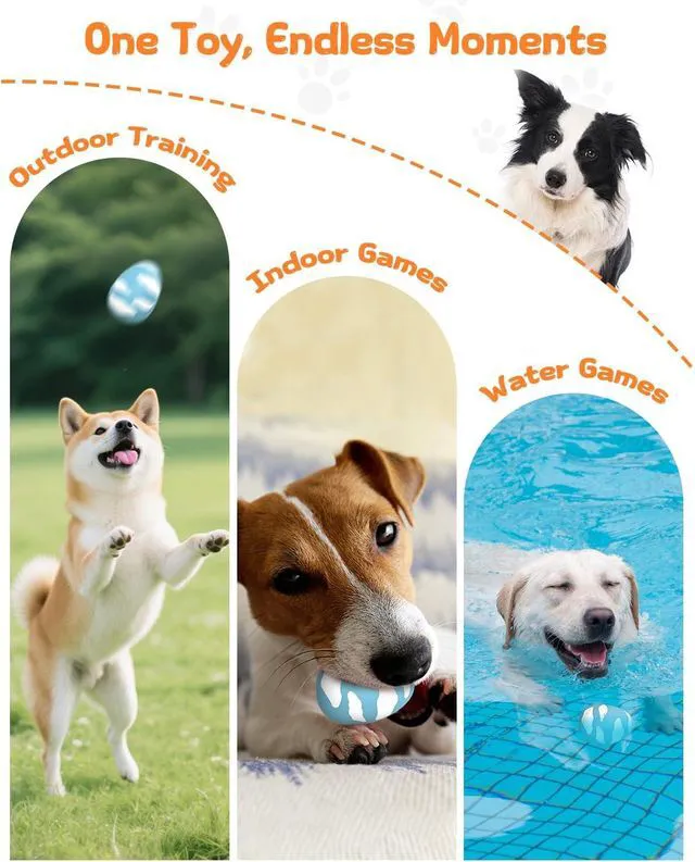 Alt view image 6 of 7 - Squeaky Dog Toys for Aggressive Chewers, Tough Rubber Bouncy Balls for Boredom, Durable Pet Chew Toy Ball for Large Medium Breed Dogs (2.8 * 3.7inch)