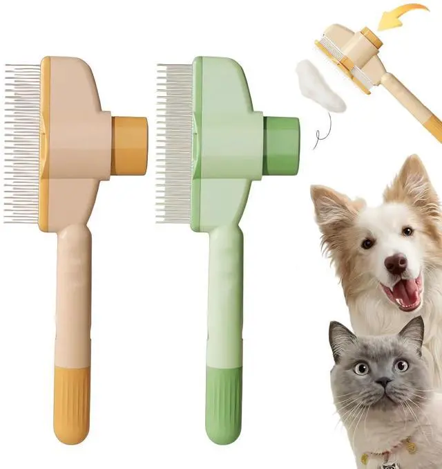 Main image of 2PCS Pet Comb for Dogs & Cats with Long & Short Stainless Steel Metal Teeth for Shedding and Tangles, Self-Cleaning Pet Comb for Dogs and Cats, Comfort and safety