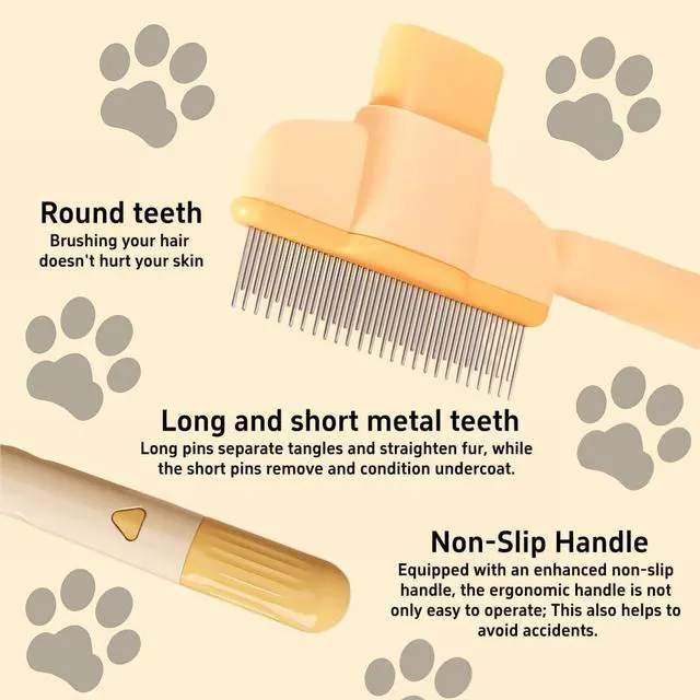 Alt view image 4 of 6 - 2PCS Pet Comb for Dogs & Cats with Long & Short Stainless Steel Metal Teeth for Shedding and Tangles, Self-Cleaning Pet Comb for Dogs and Cats, Comfort and safety