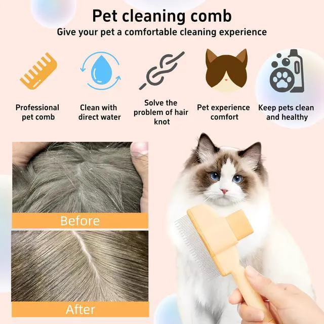 Alt view image 3 of 6 - 2PCS Pet Comb for Dogs & Cats with Long & Short Stainless Steel Metal Teeth for Shedding and Tangles, Self-Cleaning Pet Comb for Dogs and Cats, Comfort and safety