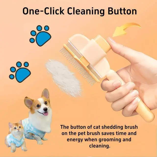 Alt view image 2 of 6 - 2PCS Pet Comb for Dogs & Cats with Long & Short Stainless Steel Metal Teeth for Shedding and Tangles, Self-Cleaning Pet Comb for Dogs and Cats, Comfort and safety