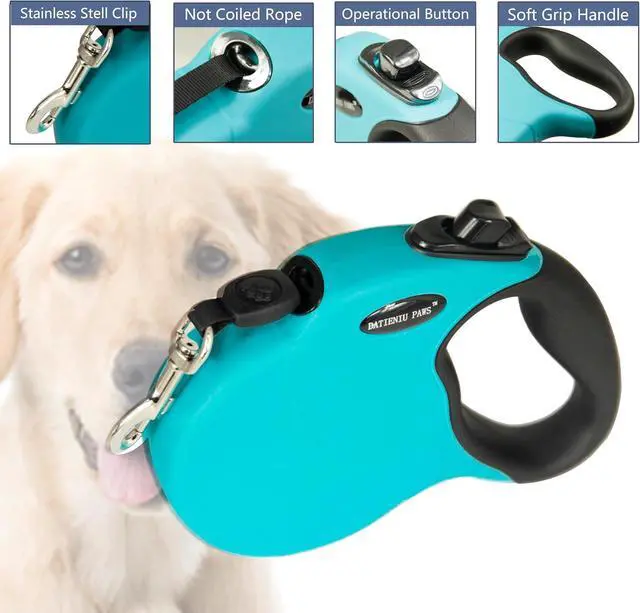 Alt view image 5 of 7 - Small 13 FT Retractable Dog Leash Hands-Free Adjustable Leash for Dogs Up to 22lbs, Tangle-Free Nylon with Ergonomic Grip for Walking, Training & Outdoor Safety Blue S