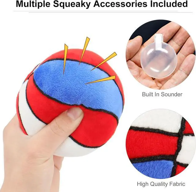 Alt view image 2 of 6 - Dog Toys Balls - Chewable Plush Basketball for Dogs, Soft Pet Ball | Squeaky Dog Ball Stuffed with Fluffy, Durable Indoor Outdoor Dog Puzzle Toy, Birthday Festival for Puppy Small Medium Breeds