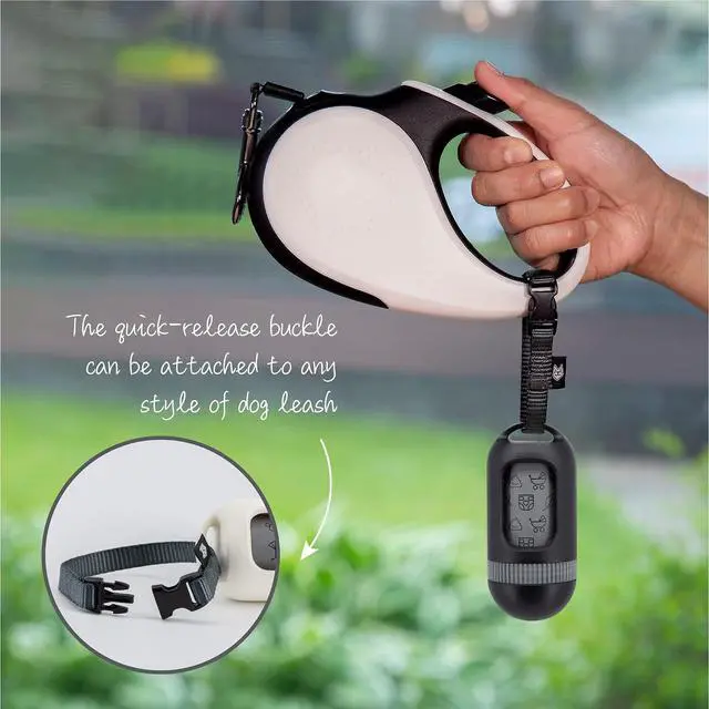Alt view image 3 of 6 - Dog Poop Bag Dispenser, Waste Bag Retractable, Black | Portable Poop Bag Holder, Fits Any Dog Leash, Leak-Proof Bag Starter Roll Included, Dog Walking & Travel Accessory