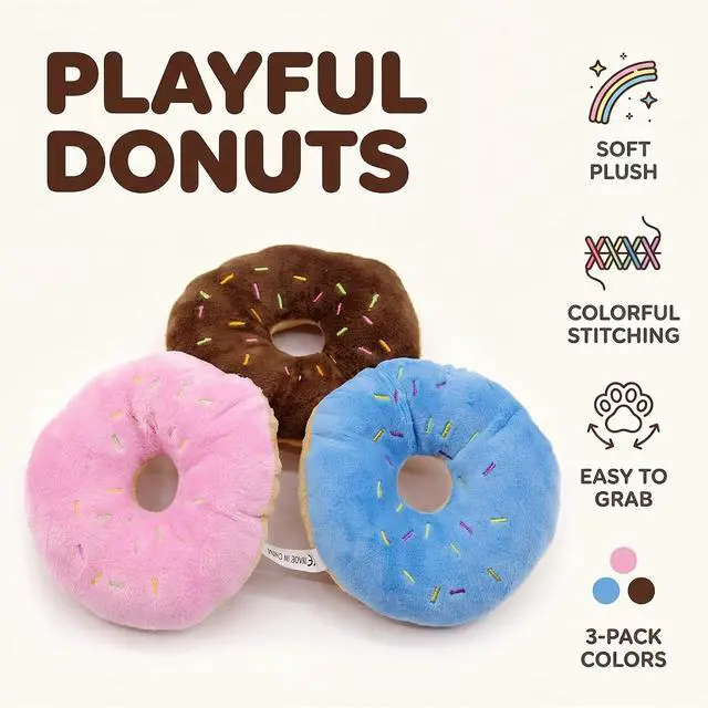 Alt view image 5 of 7 - 3Pcs Colorful Pet Toy Donut-Shape Squeaky Squeaker Puppy Dog Pet Cat Kitten Sound Chews Toy Random Color Sturdy and Practical Simple and Sophisticated DesignEndless Fun ToysDog Squeak Toys