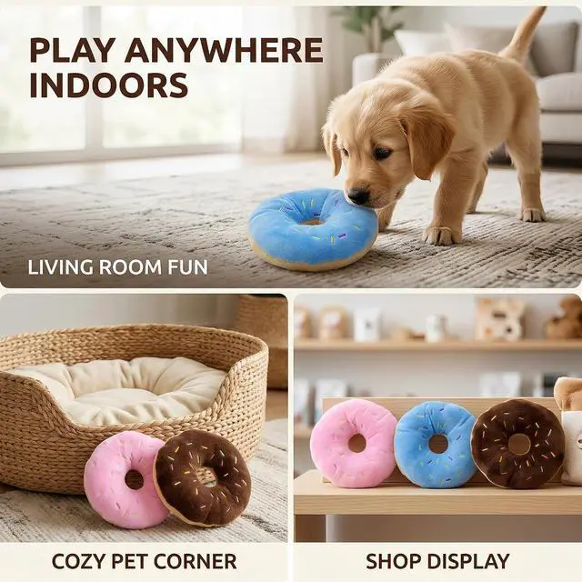 Alt view image 7 of 7 - 3Pcs Colorful Pet Toy Donut-Shape Squeaky Squeaker Puppy Dog Pet Cat Kitten Sound Chews Toy Random Color Sturdy and Practical Simple and Sophisticated DesignEndless Fun ToysDog Squeak Toys