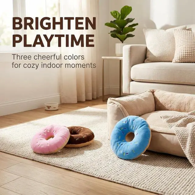 Alt view image 6 of 7 - 3Pcs Colorful Pet Toy Donut-Shape Squeaky Squeaker Puppy Dog Pet Cat Kitten Sound Chews Toy Random Color Sturdy and Practical Simple and Sophisticated DesignEndless Fun ToysDog Squeak Toys