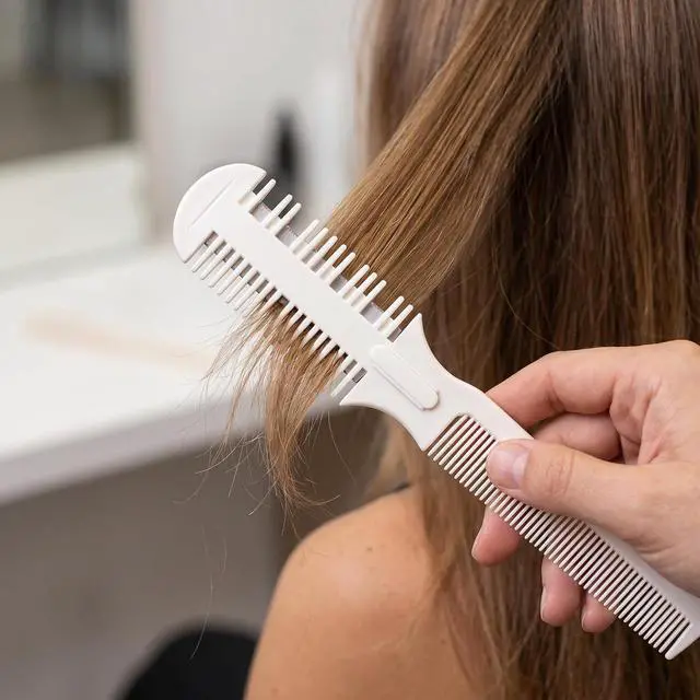 Alt view image 2 of 7 - Razor Comb for Hair Cutting, Double Edged Razor Cutting Comb. with 5 Replacement Blades,Split End HairTrimmer Styling Tool for Thinning, Texturizing, and Grooming