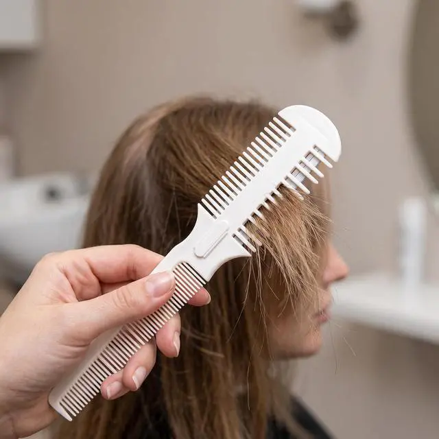 Alt view image 3 of 7 - Razor Comb for Hair Cutting, Double Edged Razor Cutting Comb. with 5 Replacement Blades,Split End HairTrimmer Styling Tool for Thinning, Texturizing, and Grooming