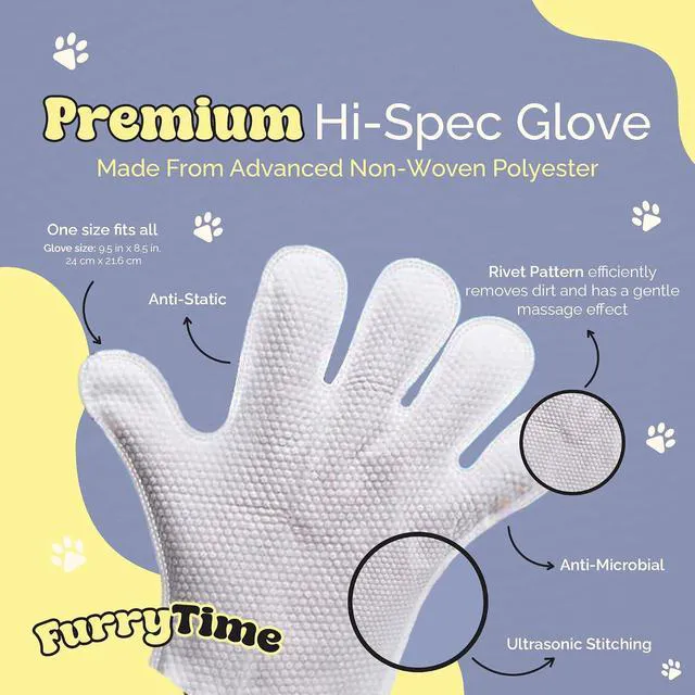 Alt view image 2 of 7 - Pet Cleaning Glove Wipes for Dogs & Cats, 30 Gloves, Hypoallergenic Pet Wipes Disposable No-Rinse Grooming, Extra Thick Bathing Wipes, Pet Dry Cleaning Paws, Coat, Ears, Eye Area, Butt | Hypoallergeni