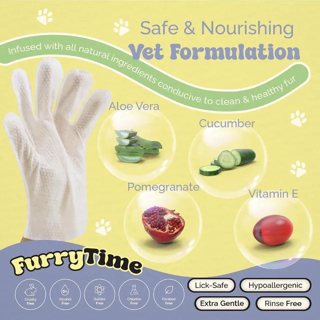 Alt view image 3 of 7 - Pet Cleaning Glove Wipes for Dogs & Cats, 30 Gloves, Hypoallergenic Pet Wipes Disposable No-Rinse Grooming, Extra Thick Bathing Wipes, Pet Dry Cleaning Paws, Coat, Ears, Eye Area, Butt | Hypoallergeni