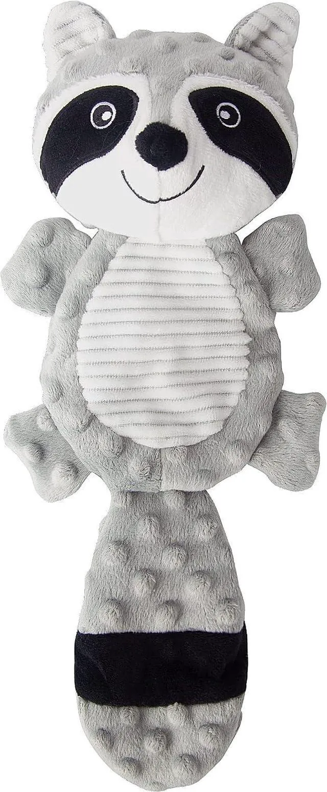 Main image of No Stuffing Squeaky Dog Toys Plush Chew Toy for Small Medium Puppy Large Breed, Stuffless Cute Animal Plush Toy for Indoor Play, Tough Durable Teething Interactive Gift, Raccoon,Gray