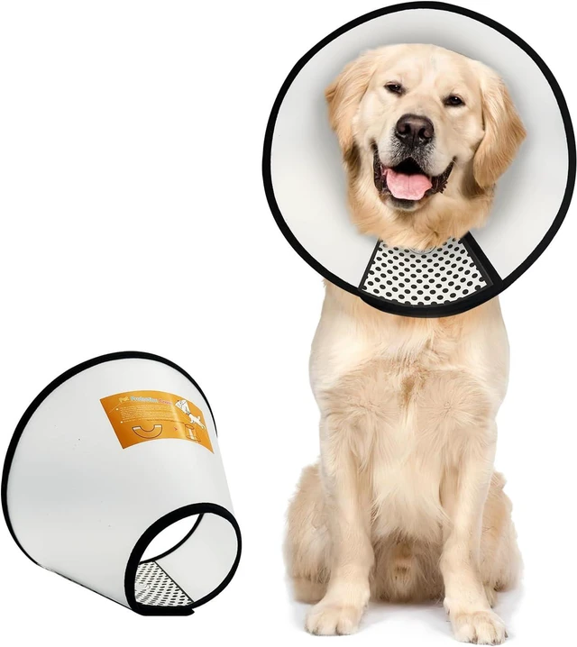 Main image of Pet Dog Cone Collar After Surgery, Adjustable Plastic Pet Recovery | E-Collar for Dogs Cats, Soft Breathable Surgical Elizabethan Dog Neck Cover for Prevent Biting and Stop Licking Wound Medium
