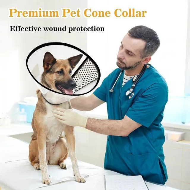 Alt view image 5 of 6 - Pet Dog Cone Collar After Surgery, Adjustable Plastic Pet Recovery | E-Collar for Dogs Cats, Soft Breathable Surgical Elizabethan Dog Neck Cover for Prevent Biting and Stop Licking Wound Medium