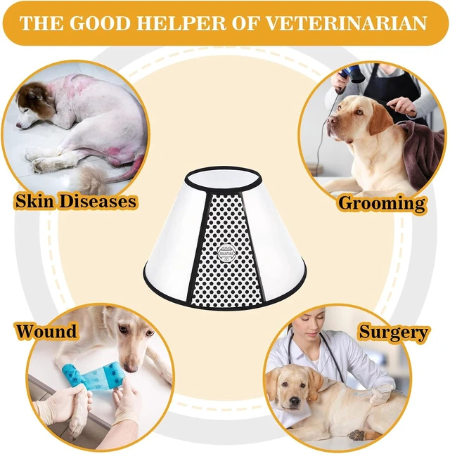 Alt view image 4 of 6 - Pet Dog Cone Collar After Surgery, Adjustable Plastic Pet Recovery | E-Collar for Dogs Cats, Soft Breathable Surgical Elizabethan Dog Neck Cover for Prevent Biting and Stop Licking Wound Medium