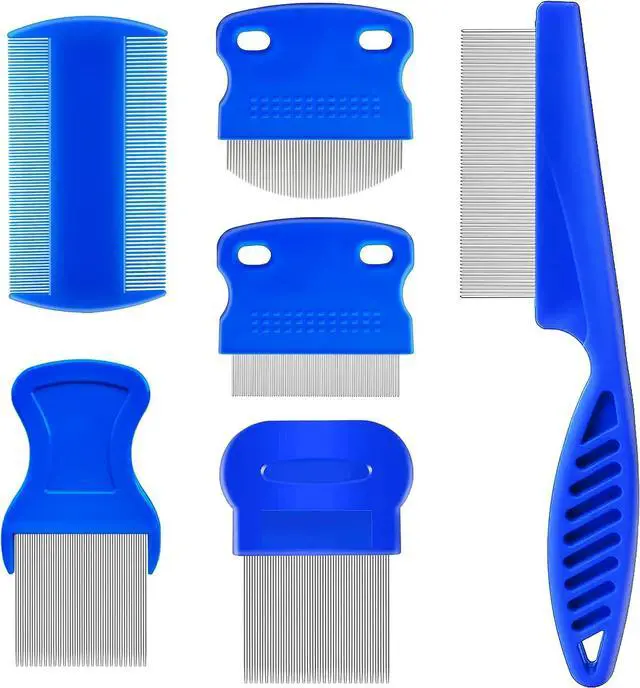 Main image of 6 Pcs Flea Lice Comb,Stainless Steel Tear Stain Remover,Professional dog eye comb, Flea and Tick Combs for Dogs & Cats, Fine Tooth Dog Comb for Grooming