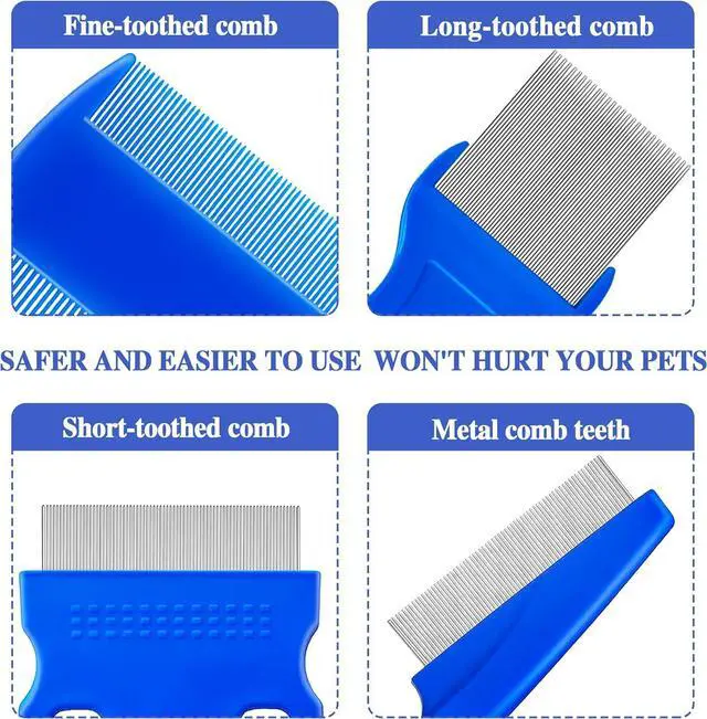 Alt view image 4 of 7 - 6 Pcs Flea Lice Comb,Stainless Steel Tear Stain Remover,Professional dog eye comb, Flea and Tick Combs for Dogs & Cats, Fine Tooth Dog Comb for Grooming
