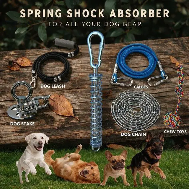 Alt view image 4 of 7 - Dog Tie Out Spring, Heavy Duty Shock Absorber Spring for Tie Out Cable & Chain, Rustproof Stainless Steel Buffer, Dog Leash Shock Absorber (1 Spring)