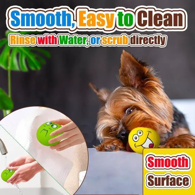Alt view image 6 of 7 - Squeaky Dog Toys for Small Dogs, Mini Breeds, 2.2" Flat Latex Ball | 2.2"*2.2"*1.3", Flat Squeak Dog Balls 4pcs, Small Puppy Toy with Squeaker, Soft Rubber Dog Squeaky Toys for Indoor, Outdoor