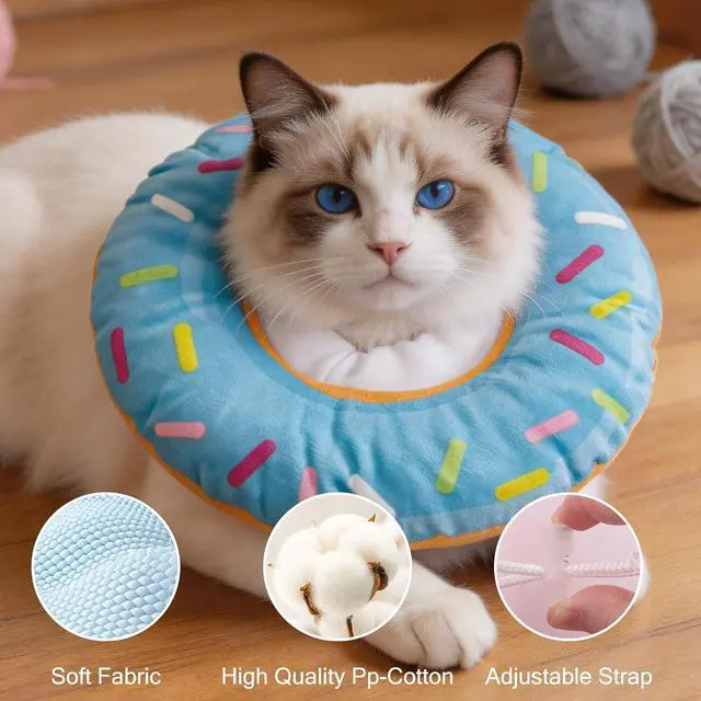 Alt view image 2 of 7 - Soft Cat Elizabeth Collar Donut Anti-Licking Care for Small Cats Blue | Soft Donut Elizabeth Collar, Adjustable, Lightweight Comfort, For Small Cats