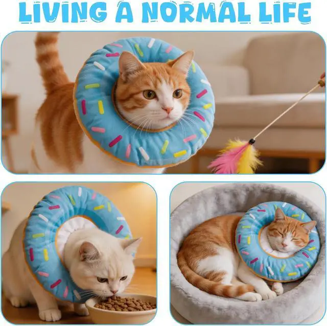 Alt view image 4 of 7 - Soft Cat Elizabeth Collar Donut Anti-Licking Care for Small Cats Blue | Soft Donut Elizabeth Collar, Adjustable, Lightweight Comfort, For Small Cats