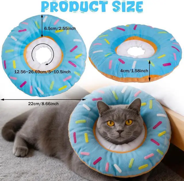 Alt view image 3 of 7 - Soft Cat Elizabeth Collar Donut Anti-Licking Care for Small Cats Blue | Soft Donut Elizabeth Collar, Adjustable, Lightweight Comfort, For Small Cats