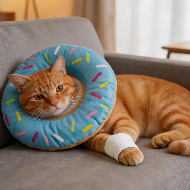 Alt view image 6 of 7 - Soft Cat Elizabeth Collar Donut Anti-Licking Care for Small Cats Blue | Soft Donut Elizabeth Collar, Adjustable, Lightweight Comfort, For Small Cats