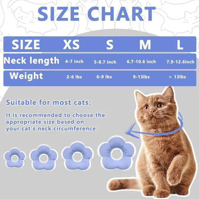 Alt view image 2 of 7 - Cat Cone Collar Soft, Waterproof Floral Recovery Cone, Purple, XS | Stops Licking After Surgery, Adjustable Soft Elizabeth Collar, Wound Healing, Flower Shape Recovery Collar