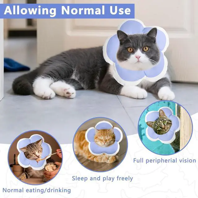 Alt view image 4 of 7 - Cat Cone Collar Soft, Waterproof Floral Recovery Cone, Purple, XS | Stops Licking After Surgery, Adjustable Soft Elizabeth Collar, Wound Healing, Flower Shape Recovery Collar