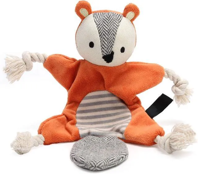 Alt view image 2 of 7 - Squirrel Plush Toy, Stuffless Dog Chew Toy with Rope Knots, Crinkle Squeaky Toy for Small Dogs