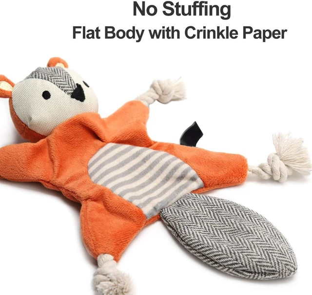 Alt view image 3 of 7 - Squirrel Plush Toy, Stuffless Dog Chew Toy with Rope Knots, Crinkle Squeaky Toy for Small Dogs