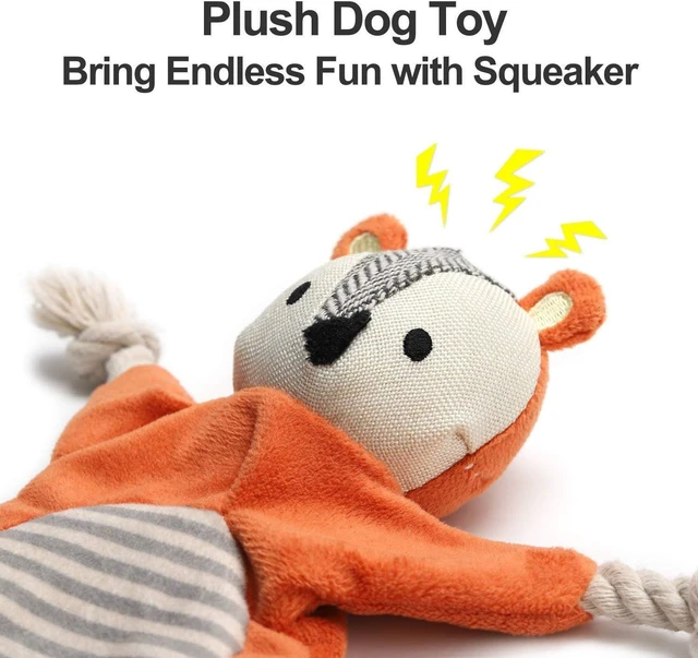 Alt view image 4 of 7 - Squirrel Plush Toy, Stuffless Dog Chew Toy with Rope Knots, Crinkle Squeaky Toy for Small Dogs