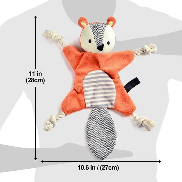 Alt view image 6 of 7 - Squirrel Plush Toy, Stuffless Dog Chew Toy with Rope Knots, Crinkle Squeaky Toy for Small Dogs