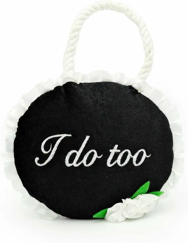 Main image of Wedding Toy Cute Plush - I Do Too Wedding Sign | Dog Squeaky Toy to Keep Them Busy, for Small, Medium, & Large Dogs, Pet Products, Gift for All Breeds, 2 Round Squeakers